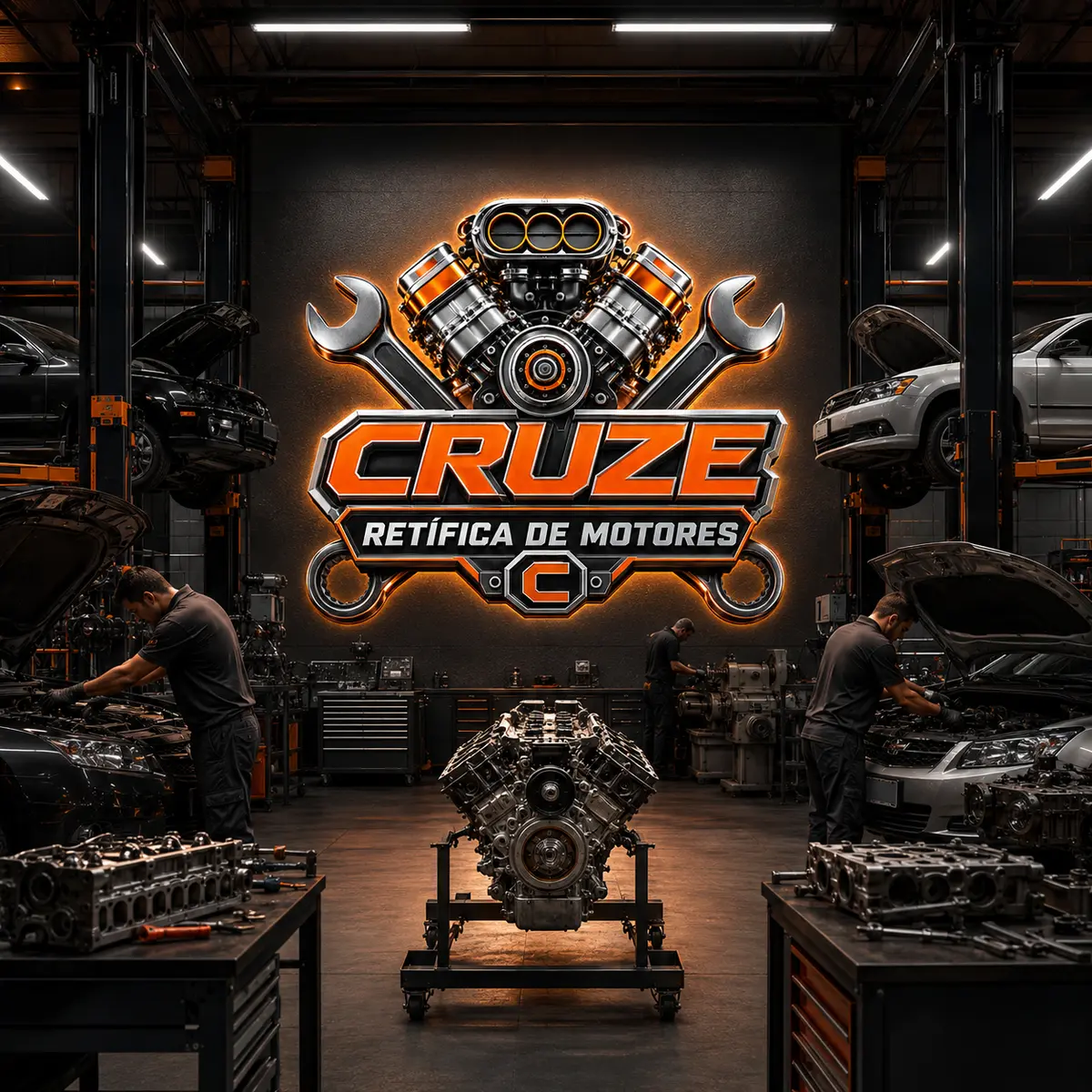 Motor nacional em processo de retífica na oficina Cruze em São Paulo